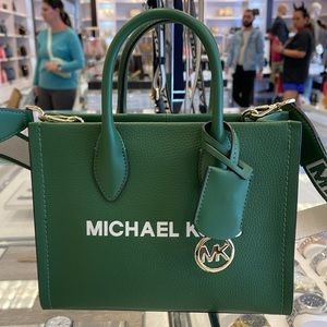 MICHAEL KORS 
Mirella Small Pebbled Leather Crossbody Bag Fern Green NWT